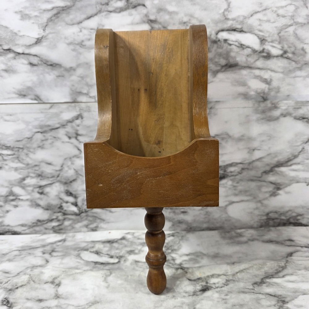 Vintage Wood Wall Candle Holder Sconce w/Hand Scoop Shape Rustic Farm Decor